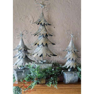 Objetos de árbol de Navidad de aluminio fundido Árbol de pino sólido con estrella y pájaro en la parte superior Objetos de Navidad y vajilla Showpieces - Product Image 2