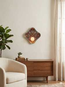 Handcrafted Floral Mosaic Wall <b>Light</b> – Vintage Decorative <b>Sconce</b> with Alabaster Globe - Product Image 3