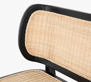 Banc moderne en rotin 2 places avec structure en teck, design mid-century, meubles de salon, structure durable, modèle ZKA04 - Product Image 2