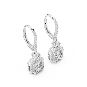 Pendientes de Lujo de Plata Vintage con Corte Asscher y Halo de Diamantes Certificados por IGI, Joyería Fina para Hombre, Regalo para Boda, Compromiso o Fiesta - Product Image 2
