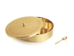 กล่องเครื่องเทศทองเหลืองอินเดียแท้สุดหรู ดีไซน์ซ้อนเก็บได้ พร้อมคุณสมบัติรักษาความสดใหม่ เหมาะสำหรับเป็นของขวัญทางธุรกิจ - Product Image 3