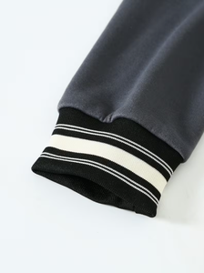 PROFIT SPORTS Unisex Black Letter Jacket Gray Sleeves Regular Fit Casual V-neck <b>Covered</b> <b>Button</b> Closure Polyester Material Winter - Product Image 6