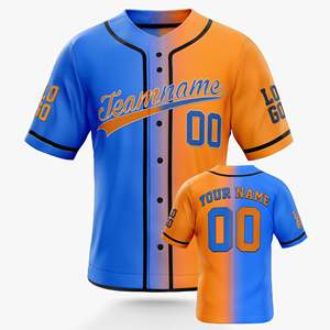 Maillot de baseball bleu ATW Sluggers pour homme, manches courtes, boutons intégraux, logo de l'équipe imprimé, 100 % polyester, coupe classique - Product Image 5