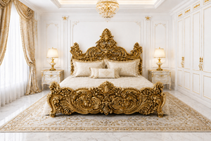 Palace Inspired Prominent Carved Bedroom Furniture Modern Classic <b>White</b> Bed With <b>Side</b> <b>Tables</b> Top selling Royal Designer Bed Set - Product Image 4