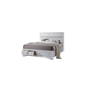Letto matrimoniale in legno con contenitore in stile tradizionale, colore bianco - Product Image 3