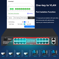 Switch PoE de Gestión en la Nube, Gigabit Completo, 16 Puertos de 1000 Mbps + 2 Puertos de Enlace Ascendente Gigabit + 1 Puerto SFP, Switch PoE para Cámaras Hikvision