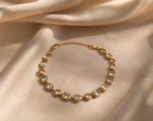 Bracelet tennis multi-formes de luxe pour femme, finition or, bijoux minimalistes, cadeau pour elle, cadeau de mariage - Product Image 4