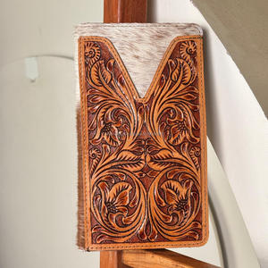 Portefeuilles pour hommes personnalisés OEM & ODM Porte-monnaie en cuir de vachette usiné à la main Designer en cuir véritable longs portefeuilles à deux volets pour unisexe - Product Image 4