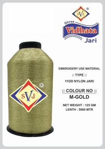 Hilo Metálico de Nailon Zari Plateado Flexible SHREE VIDHATA JARI M-GOLD 110D, Hilo Metálico de Alta Resistencia a la Tensión para la Industria Textil - Product Image 1