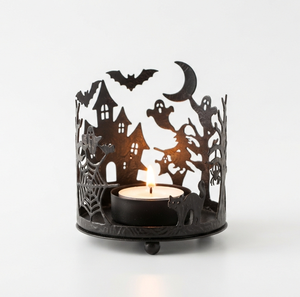 Iron Metal Halloween <b>Tea</b> <b>Light</b> <b>Candle</b> Holder With Bat Design Black Color For Halloween Home Decorations - Product Image 4