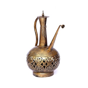 Iron Golden Surai Diya T Light Holder Decorative Metal Candle Lantern for Home Decor Living Room Dining Table Festive Decor - Product Image 1