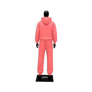 Conjunto Deportivo Personalizado Color Rosa Coral para Hombre, Sudadera con Capucha Extra Grande, Pantalones Jogger, Diseño Gráfico Gris, Ropa Deportiva Urbana, Venta al Por Mayor OEM - Product Image 2