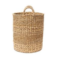Paniers de rangement pliables en jonc de mer et jute tressés à la main avec poignées – Vente en gros |   Décoration intérieure écologique, durable, respirante et imperméable