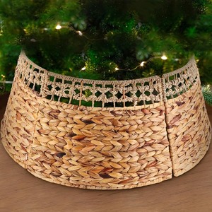 Grande jupe de sapin de Noël décorative, panier de sapin de Noël pour les fêtes, support stable en jacinthe d'eau pour sapin de Noël - Product Image 5