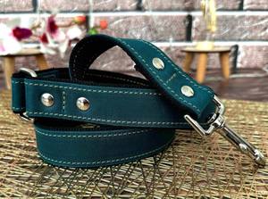 Laisse pour chien en cuir : sangle en nylon résistante, rivets, plaque nominative - Product Image 2