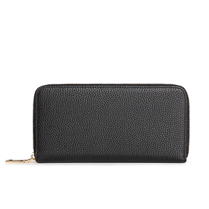Cartera de Cuero con Cierre, Minimalista, Tipo Clutch para Mujer, Uso Diario, Textura Granulada Negra - Product Image 4