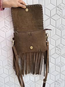 Sac à main à franges en peau de vache Turquoise Stone Sling Bag Gypsy Boho Hair On Hide Fur Vintage Handmade Western Style Bag Multi Uses Bags - Product Image 5