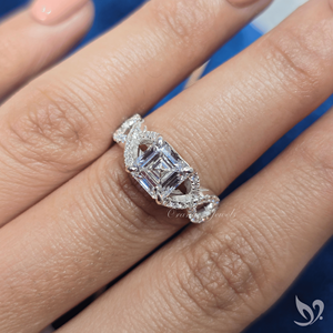 2CT Asscher Cut Lab Grown Diamond <b>Ring</b> IGI Certified <b>Split</b> Twist Pave Engagement <b>Ring</b> 10K White Gold - Product Image 4