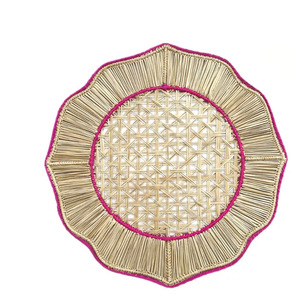 Best Price Pink Scalloped Rattan Placemat and Charger <b>Plates</b> From Vietnam Factory for Dining Table Set of <b>Mats</b> & Pads - Product Image 1
