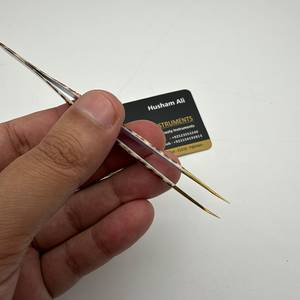 Pince à épiler professionnelle pour extensions de cils, à pointe incurvée en fibre, motif léopard, en acier inoxydable, logo personnalisé - Product Image 3