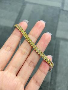 Pulsera de tenis de moissanita de 5 mm con corte ovalado en color amarillo, en plata 925, pulsera de diamantes personalizada para regalo de boda para mujeres. - Product Image 5