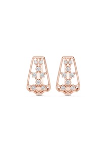 Pendientes de Diamantes de Oro Sólido de 9K Color Oro Rosa para Mujer, Corte Brillante Redondo de Lujo, Joyería de Boda - Product Image 4