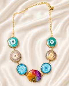 Collar con Colgante de Ágata Chapado en Oro, Estilo Bohemio, Joyería para Mujer, Accesorio de Moda para Fiestas - Product Image 3