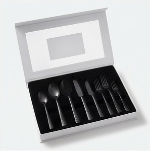 Juego de Cubiertos Modernos ACMI con Acabado Negro Martillado, Acero Inoxidable con Pulido Mate, Diseño Minimalista, Ideal para Comedor y Cocina - Product Image 6