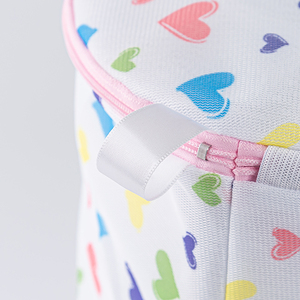 Heart Print <b>Laundry</b> Bag <b>Foldable</b> Mesh Wash <b>Basket</b> Zipper Portable Storage for Delicate Underwear Socks - Product Image 3