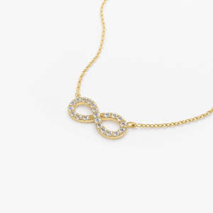 Pendentif Collier Infini en Argent Sterling 925 Plaqué Or 14K avec Diamant et Moissanite, Prix de Gros, Idéal pour Mariage - Product Image 4