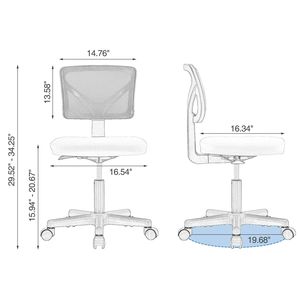 Sedia da Ufficio Girevole Senza Braccioli con Supporto Lombare in Rete e Rotelle - Product Image 5