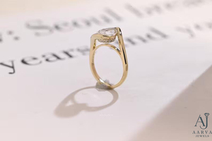 Anillo de Compromiso con Diamante Cultivado en Laboratorio, Corte Pera, Chapado en Oro de 14K, Joyería para Mujer, Certificado IGI, Regalo de Boda Geométrico Moderno - Product Image 5