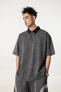 Conjunto de Camisa y Pantalones Cortos de Algodón Pesado para Hombre, Estilo Vintage, Lavado, Manga Larga, Tallas Grandes, Ropa Urbana OEM - Product Image 3