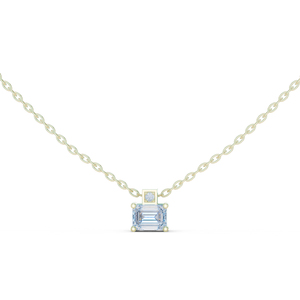 14K Rose Gold <b>Emerald</b> & Round Lab-Grown Diamond <b>Pendant</b> for Women | Everyday Wear | New Grown Diamond - Product Image 3