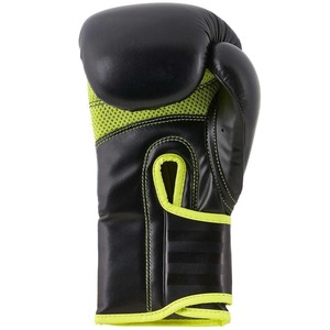 Gants d'entraînement de boxe en PU noir et vert fluo avec fermeture Velcro pour adultes, design respirant - Product Image 2