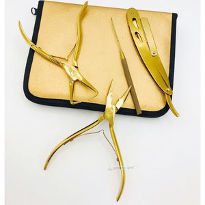 Kit de pinces à extensions de cheveux en acier inoxydable plaqué or de qualité chirurgicale, professionnel, best-seller, écologique - Product Image 6