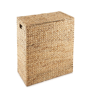 Natural Double Oval Water Hyacinth Laundry <b>Basket</b> with Lid, 2-Section <b>Hamper</b> With Soft Cotton Liner, Wholesale From Vietnam - Product Image 6