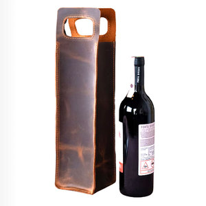 Porte-bouteille de vin en cuir gaufré Salva, porte-bouteille unique avec poignée, étui de voyage portable - Product Image 1