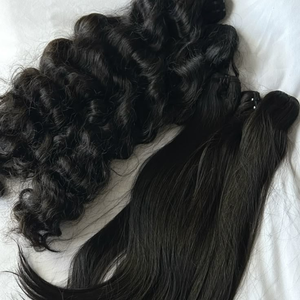 Lots de Cheveux Humains Vierges Non Traités, Cuticules Alignées, Fermeture en Dentelle Russe, Double Trame Faite à la Machine, 100% Cheveux Bruts Ondulés, Dropshipping, Blanchissables - Product Image 1