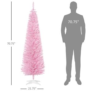 6FT Pink PVC Artificial Pencil Christmas <b>Tree</b> with 390 Realistic Branch Tips Slim Indoor Xmas <b>Tree</b> and <b>Plastic</b> Stand Decorated - Product Image 3