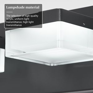 Modern Acrylic Matt Black LED 3-<b>Light</b> <b>Vanity</b> <b>Light</b> for Bathroom Transparent Over <b>Mirror</b> Design - Product Image 5