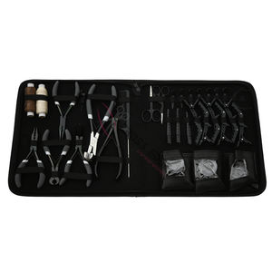 Professional Black Hair Extension <b>Tools</b> Kit with Micro Bead Remover Crimping Plier 7 In Microlink <b>Tool</b> Tape In Plier Bond Cutter - Product Image 1
