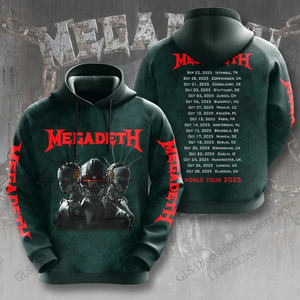 Felpa con Cappuccio Nera da Uomo <span class=keywords><strong>Megadeth</strong></span>, Stampa Teschio, Pullover con Stampa Digitale, Ricamata, con Zip, 100% Cotone, Tinta Unita - Product Image 6