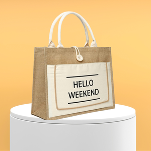 ถุงปอกระเจาพิมพ์ลายแบบเป็นมิตรต่อสิ่งแวดล้อมพร้อมที่จับเป็นพังผืดที่นุ่มสบายจากอินเดีย - Product Image 3