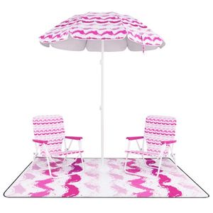 Ensemble de plage rose 4 pièces, parasol anti-UV de 6,2 pieds, 2 chaises pliantes, couverture imperméable de 80 x 80 pouces - Product Image 2