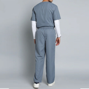 Tenue médicale homme durable extensible dans les quatre sens - Blouse anti-plis à col en V et pantalon droit - Vêtements de santé respirants - Product Image 2