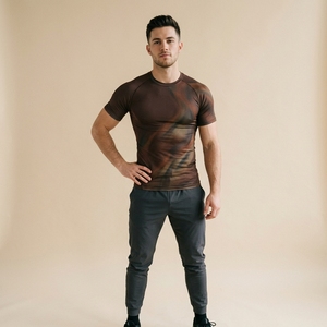 Men Fitted Compression Sports Shirt Custom Half Sleeve Jersey Spandex/Polyester Fitness Gym Training Running Performance - Product Image 6