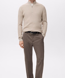 Pull jacquard à col rond avec fermeture éclair, manches longues, décontracté, unisexe, cardigan en tricot d'automne - Product Image 3