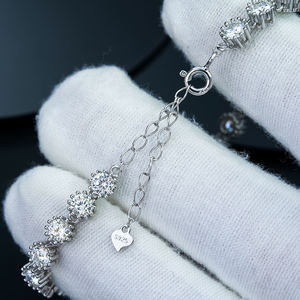 Bracelet en or blanc pour femme avec diamants ronds taille brillant, couleur D naturelle, certifié GIA, bijoux de mariage classiques - Product Image 2