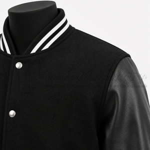 Chaqueta Universitaria Personalizada, Cuerpo de Lana, Mangas de Cuero, Chaqueta Letterman, Fabricante OEM ODM - Product Image 6